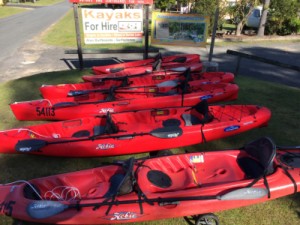 Kayaks for hire on Durras Lake